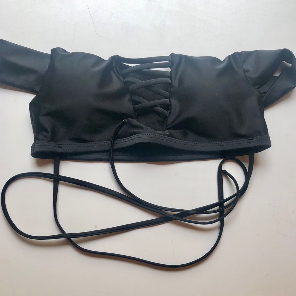 zaful off-shoulder black bikini top